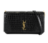 Saint Laurent Croc Embossed Chain Phone Holder, front view